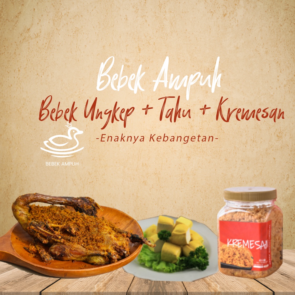 

Paket Hemat Bebek Ampuh + Kremes Ayam + Tahu / Ungkep / Gosend / Instan / Sameday