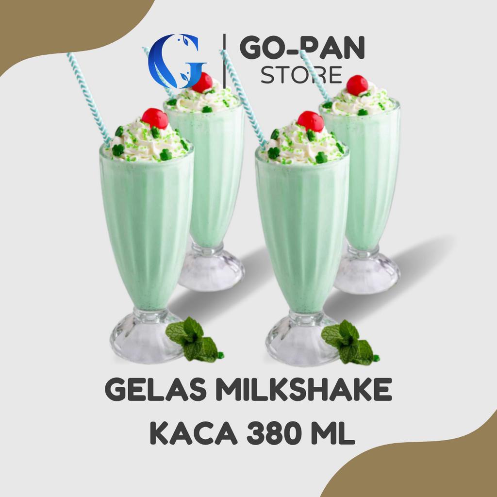 Gelas Milkshake Gelas Cafe Aesthetic 400ml Kedaung Kaca Tebal / Gelas Jus Tinggi / Gelas Es Krim
