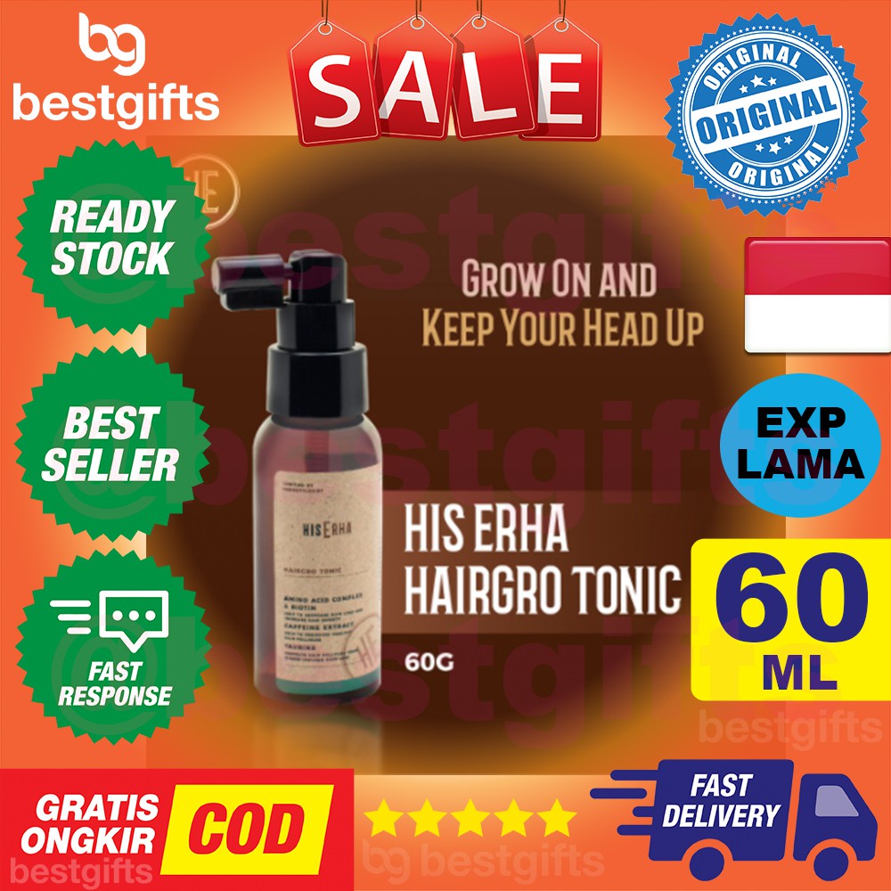 HIS ERHA HAIRGRO HAIRGROW TONIC HAIR GROW TONIK PERTUMBUHAN RAMBUT RONTOK 60 ML