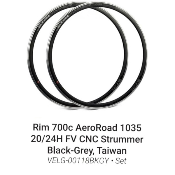 VELG RIM 700C AERO ROAD STRUMMER 1035 20H 24H Dan 32H 32H CNC STRUMMER BLACK GRAY