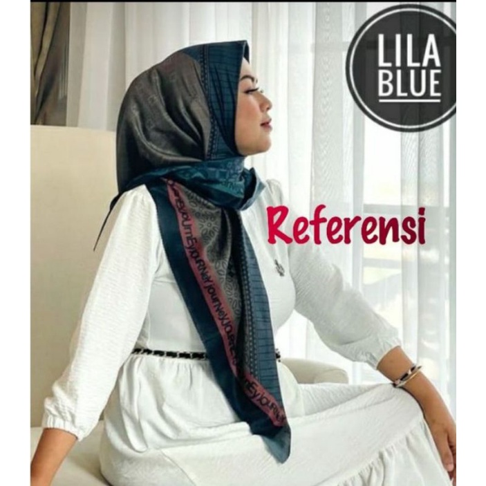 hijab segiempat voal motif koran arab premium / segiempat koran arab lasercut premium sz 115 x 115cm-Lila blue