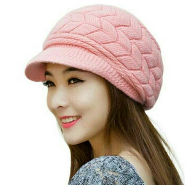 Topi rajut fur / Topi rajut wanita