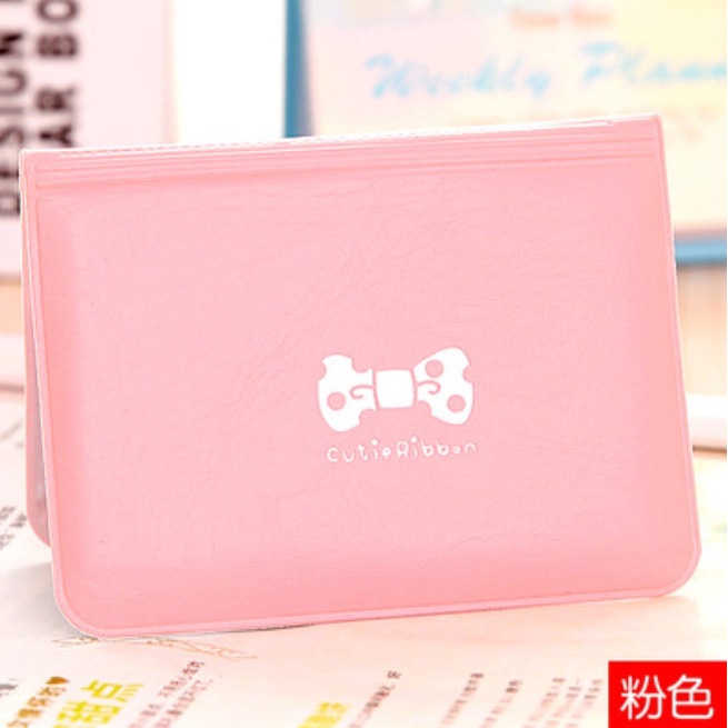 FINOM RIBBON - Dompet Kartu Lipat Card Slot Logo Pita Cute Korean Style