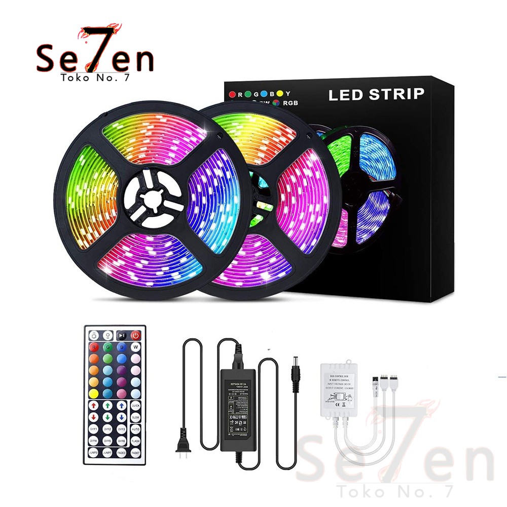54D Led Strip RGB 5050 IP65 12V Remote 10M 2 Cabang Lengkap