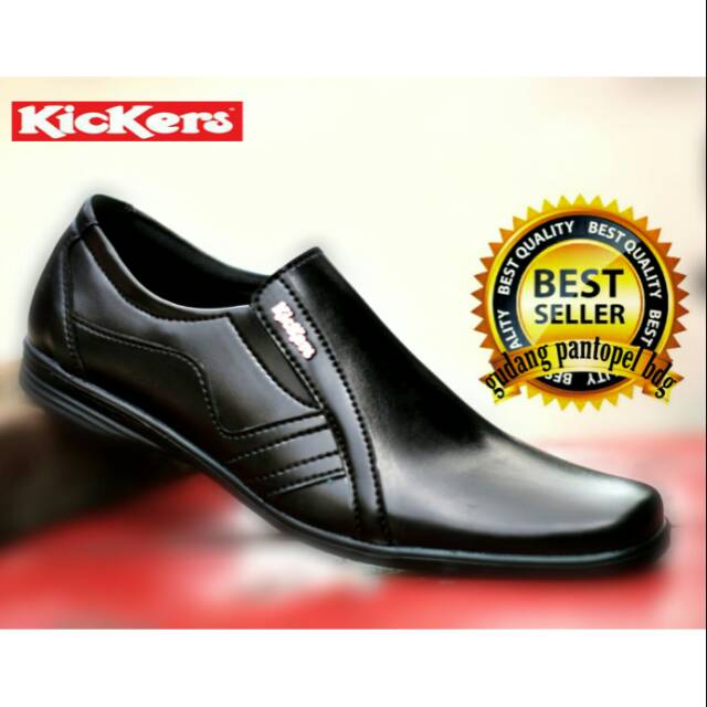 SEPATU KICKERS PANTOFEL STEVEN KULIT SWEDIA WARNA HITAM PILIHAN KERJA