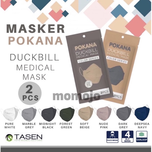 MASKER DUCKBILL POKANA SACHET ISI 2 PCS MEDICAL MASK MASKER EARLOOP MEDIS