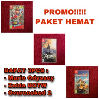 PAKET HEMAT/ PAKET BUNDLING (3Pcs) Mario Odyssey/ Zelda BOTW/ Overcooked 2 Nintendo Switch