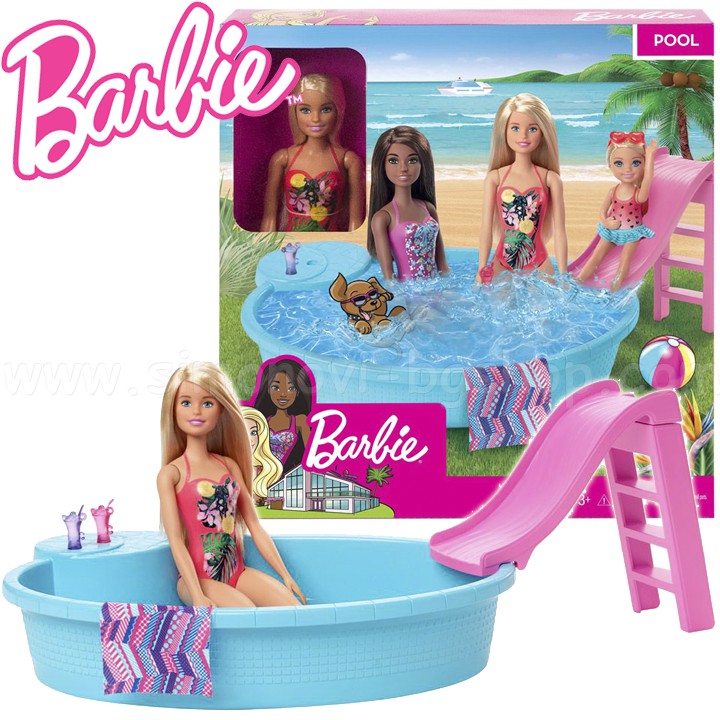 Jual BONEKA BARBIE DOLL AND POOL PLAY SET BARBIE PANTAI KOLAM RENANG ...