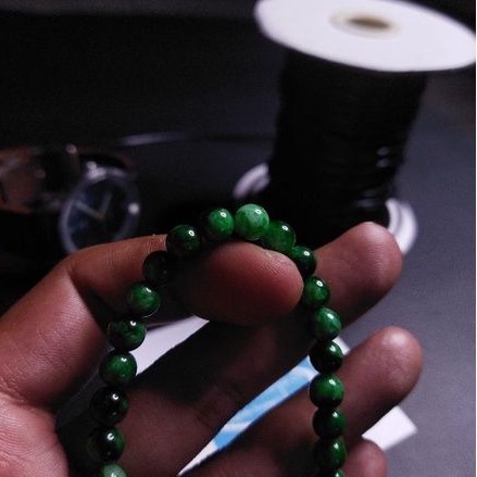 Gelang Batu Giok Hijau Alam 6 mm