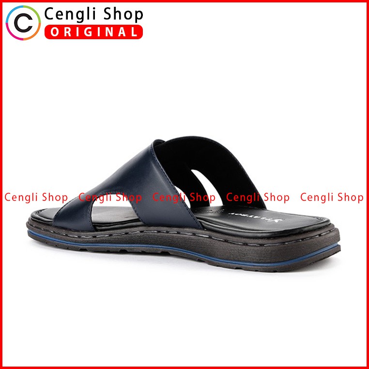 PLAYBOY SANDAL KULIT CASUAL PRIA ORIGINAL TERBARU BIRU NAVY PLD8