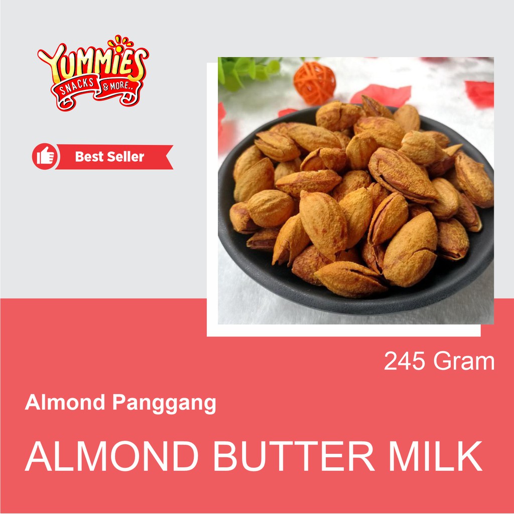 

Almond Panggang Roasted Butter Milk USA California in Shell / cangkang / enak renyah / 245gr