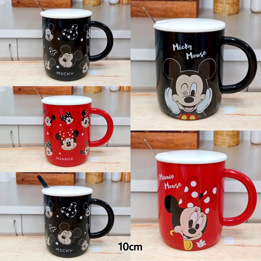 GELAS KERAMIK TUTUP KERAMIK MICKEY | GELAS KERAMIK MICKEY 300ml
