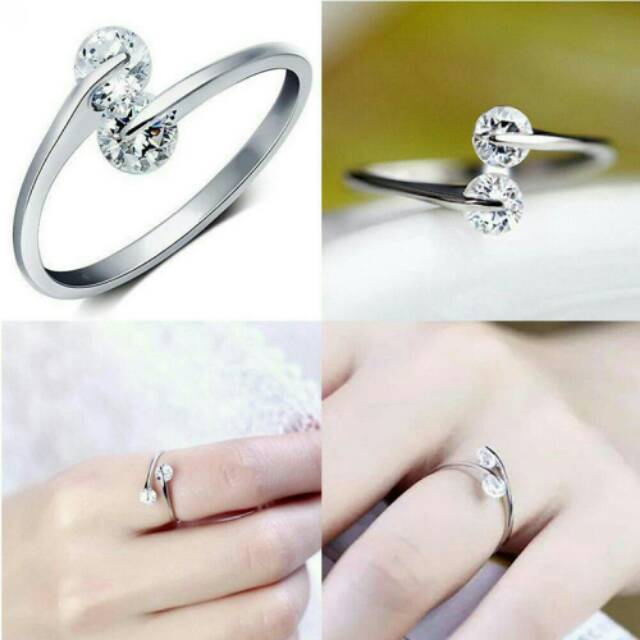 Cincin lapis emas 18k hias berlian zircon mengkilap CI291