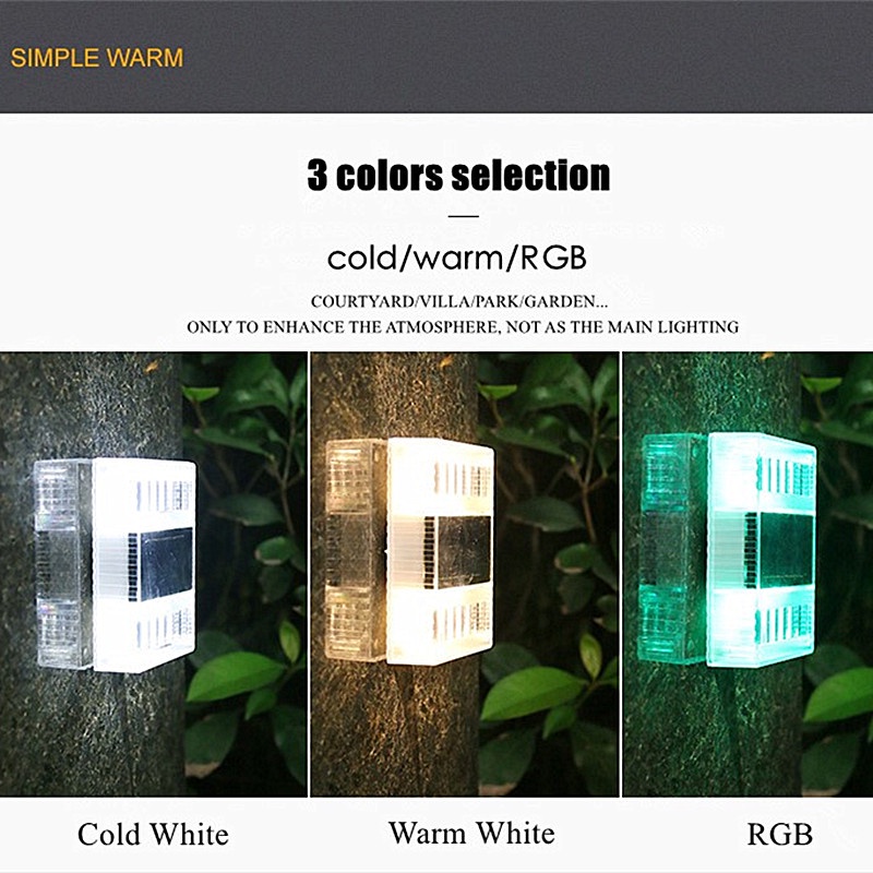 Solar Lampu LED Wall Lamp Outdoor Waterproof Wall Lamp Up Down Path Stairs Balcony Patio Yard Gardene Color Changing Light