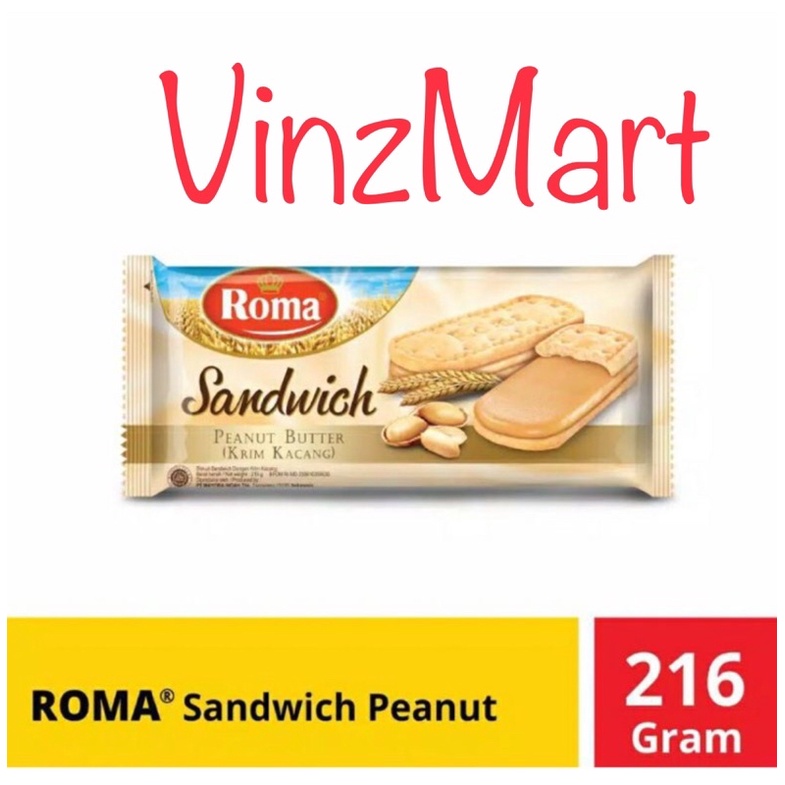 

Roma Sandwich Peanut Kacang 216gram 216 gram