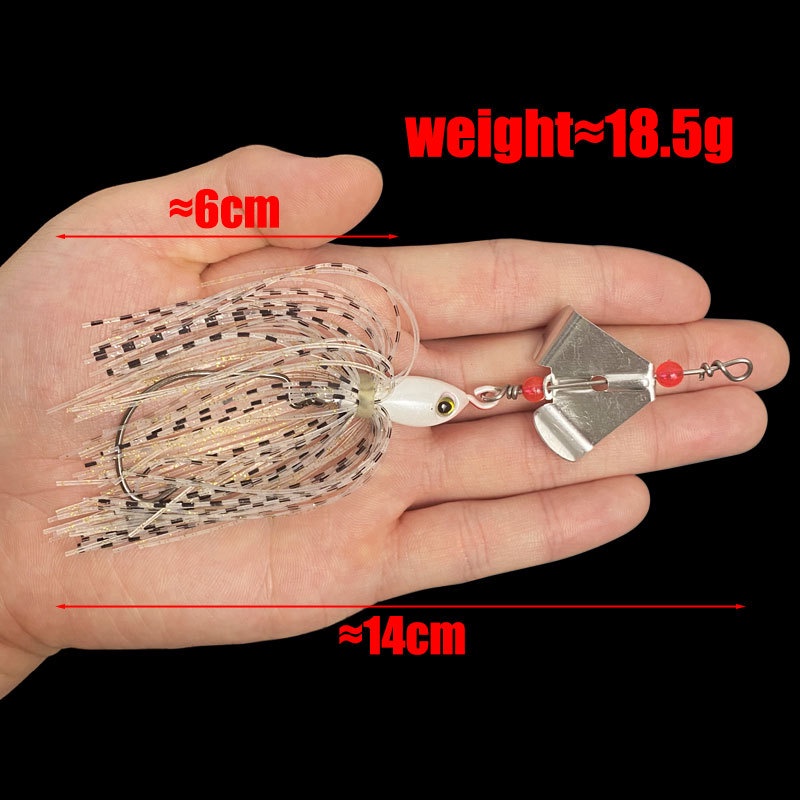 1 Pc Umpan Pancing Spinner Bahan Metal Ukuran 14cm 19g Dengan Rok Karet