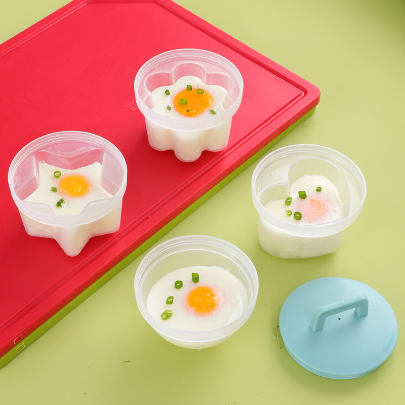 5pcs / Set Cetakan Telur / Cokelat / Pudding / Pancake Bentuk Bintang / Hati / Bunga Dengan Tutup Untuk Anak