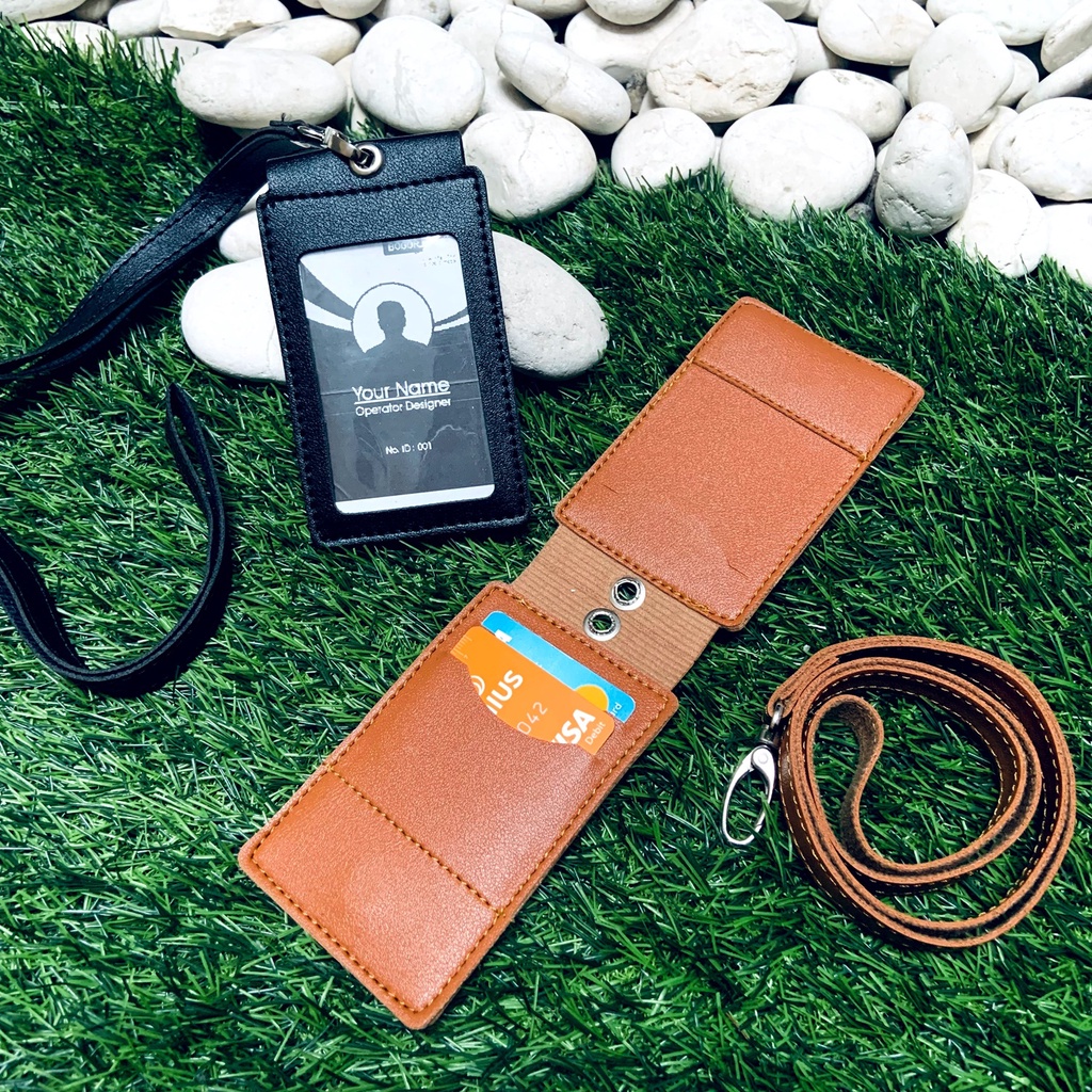 

ID Card Tag Kancing Name Tag Kancing ID Holder Card Kancing Kulit Lanyard Kancing Termurah PU Leather Lanyard NameTag ID