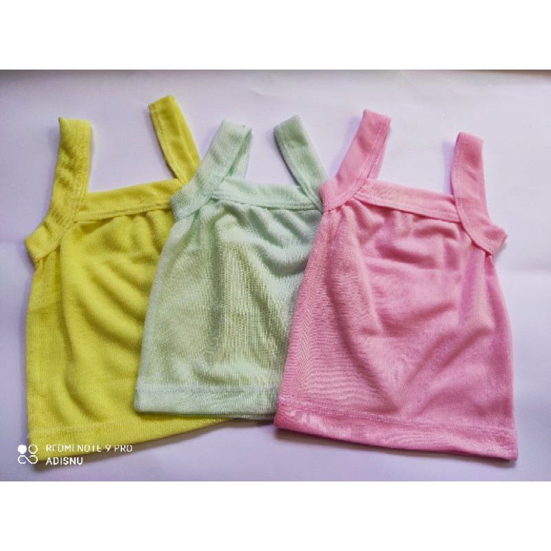 3 pcs Singlet Bayi Anak Perempuan 1-5 Tahun Tanktop Kutung Gondil Atau Kaos Dalam Warna Motif Bordir Dan Polos