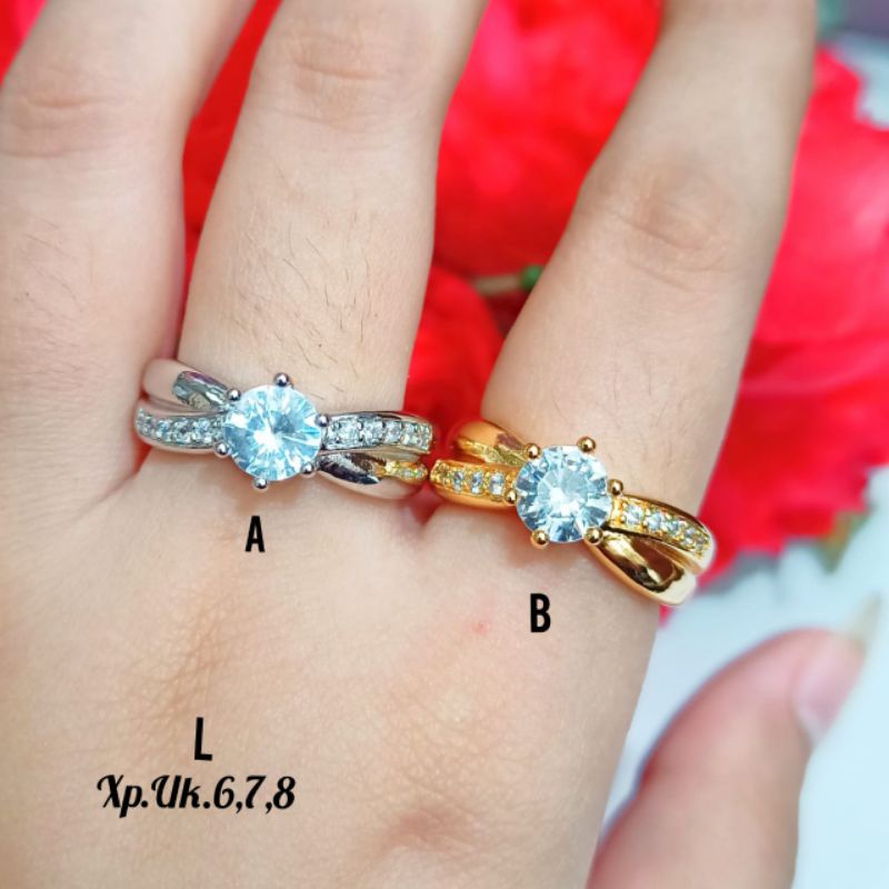 Cincin Dewasa permata zircon Gold&amp;Silver,perhiasan emas korea tidak karat *COD*