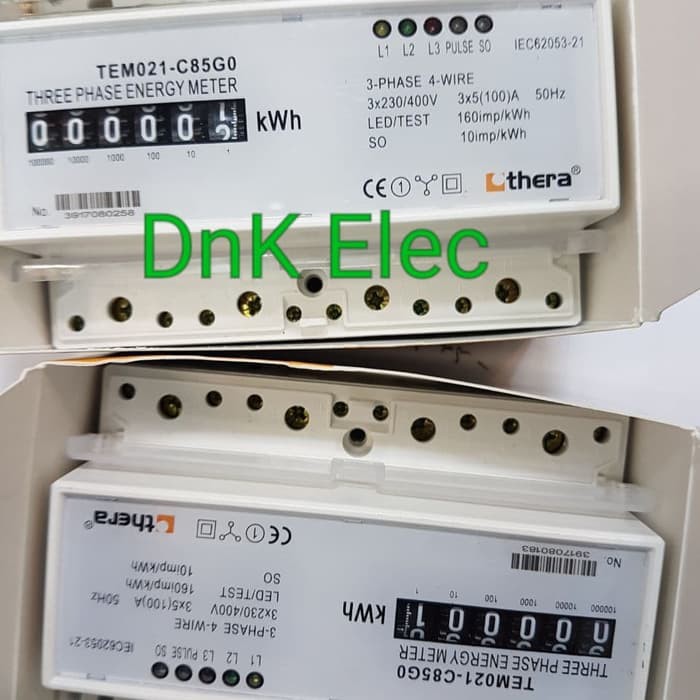 Kwh meter 3phase merk Thera TEMO21 model counter ( analog ) direct