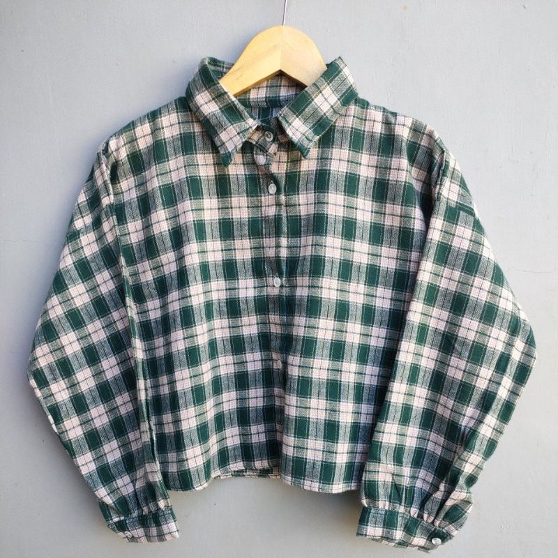 crop top tartan / crop top flanel / kemeja crop wanita-Motif 14