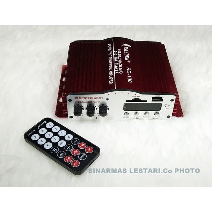 Car Audio MINI AMPLIFIER DC 12V RMS 20Watt x USB 2 1KHz Rayden RD-100