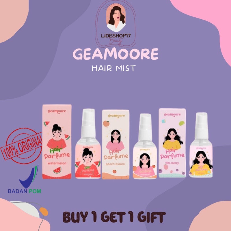 GEAMOORE HAIR PARFUME HAIR MIST GEAMOORE PARFUM RAMBUT GEAMOORE 30ML BPOM HAIR TONIC GEAMOORE PEWANGI RAMBUT SEMPROTAN RAMBUT GEAMOORE NUTRISI VITAMIN RAMBUT MURAH PELEMBUT RAMBUT