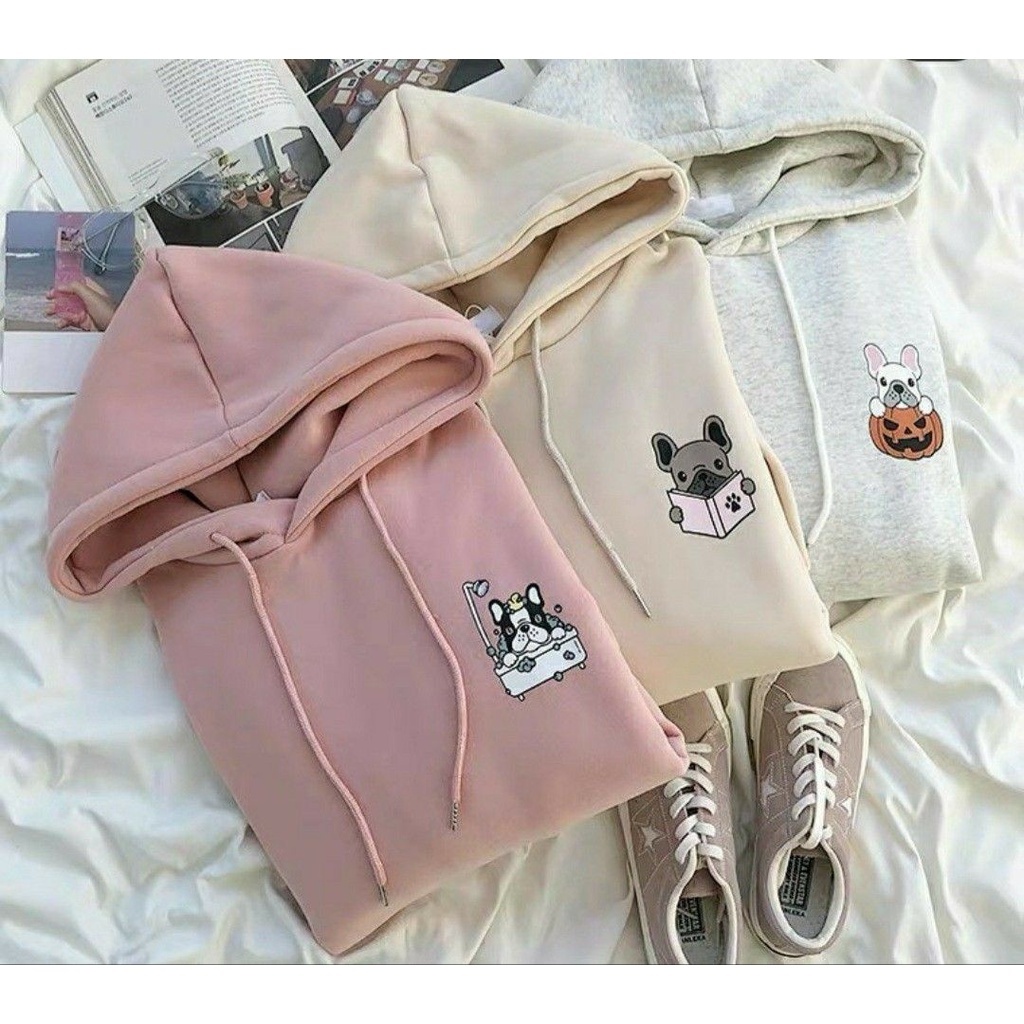 HOODIE WANITA PRIA DOGGY CUTE  / HOODIE WANITA TEBAL