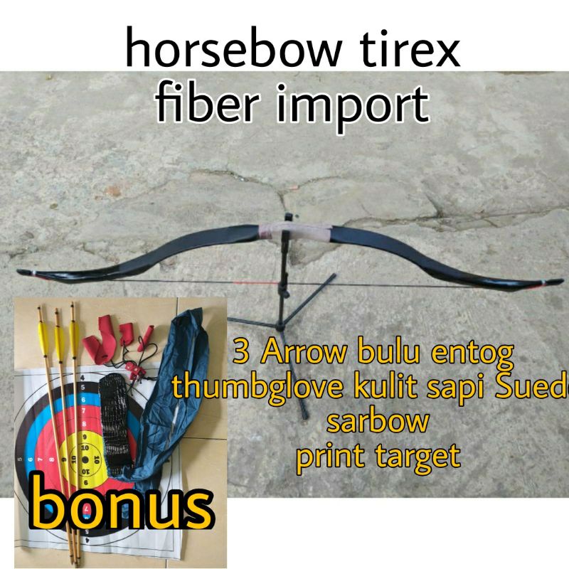 busur panah horsebow tirex hitam fiber import