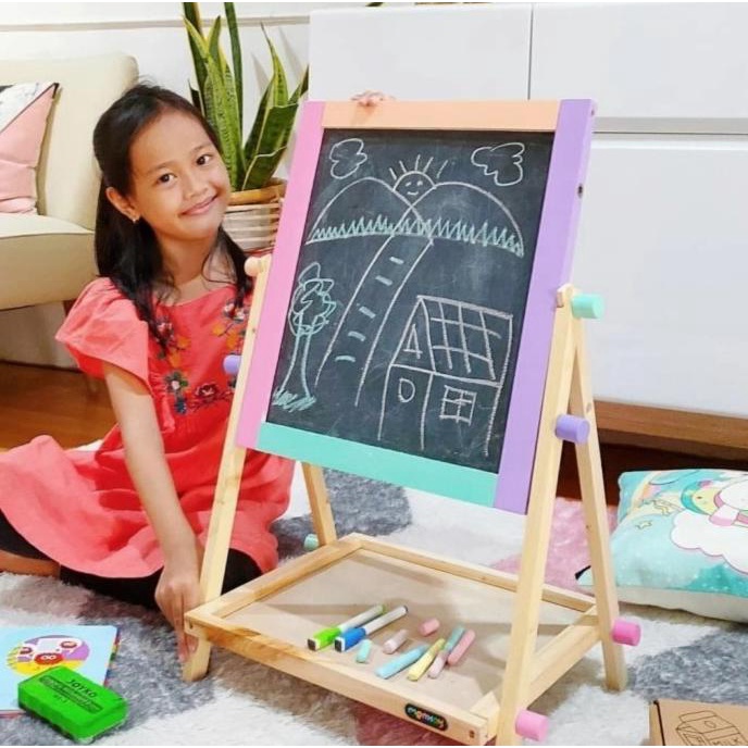 

Papan Tulis 2 in 1 Menkay Whiteboard Blackboard Solid - Pastel, 64x35x40 cm