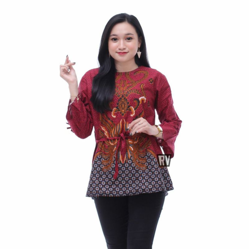 tey-17 Batik wanita ASJ SA HRB026 Kenongo Kemeja Tosca Pendek-010