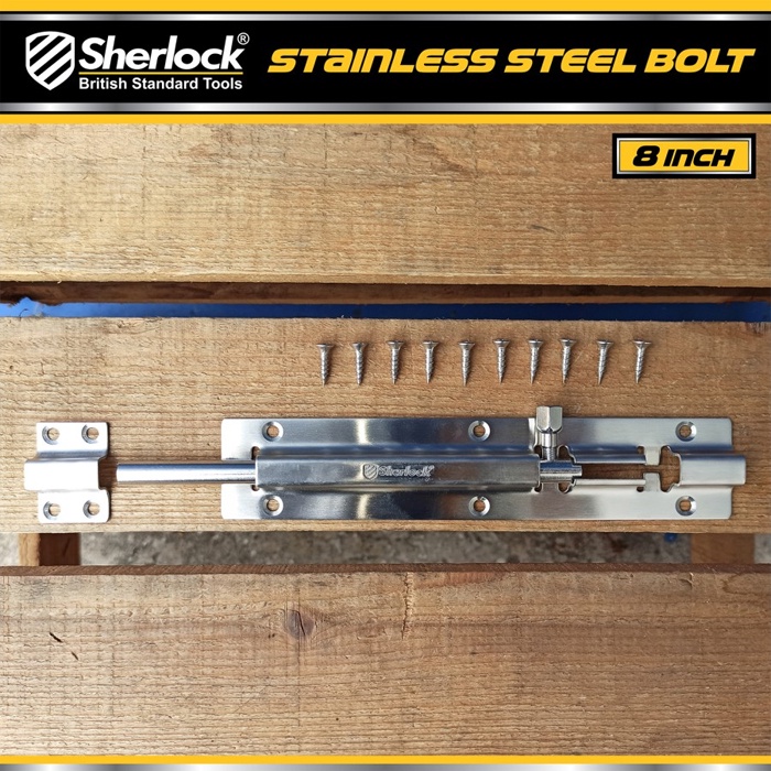 Grendel Slot Kunci Pintu 8 inch Sherlock Stainless Steel