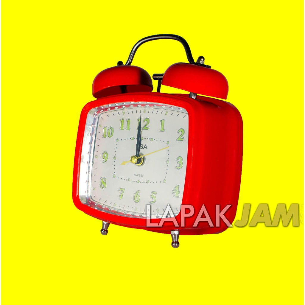 Jam Weker Lampu Kotak Alarm Clock Sweep Movement Unik Murah ESA 624