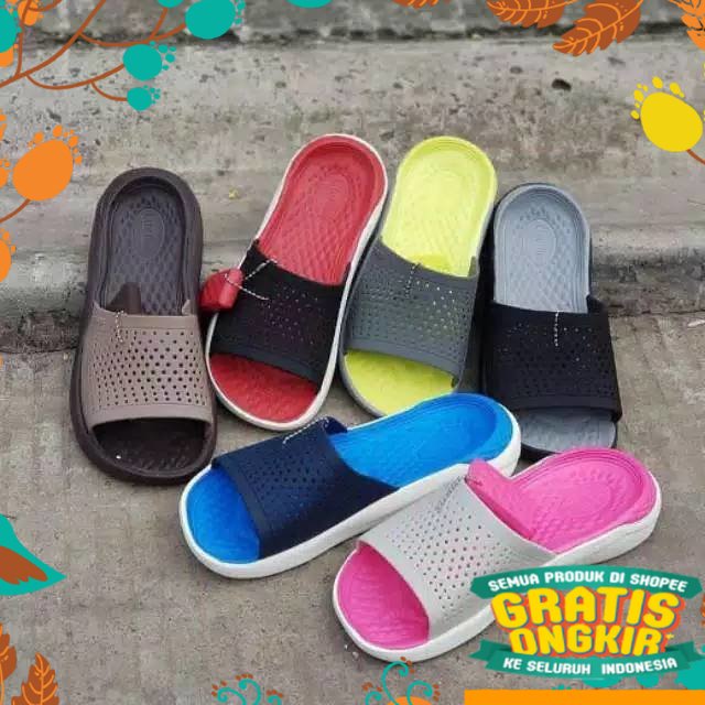 Putih Cream Mustard Silver Grey Abu PinkHitam Putih / Crocs literide slide unisex /crocs pria wanita