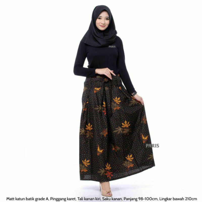 Rok Katun Motif Batik Wanita Remaja Dewasa Panjang Jumbo Fashion Muslim Kekinian Terbaru Pekalongan-H