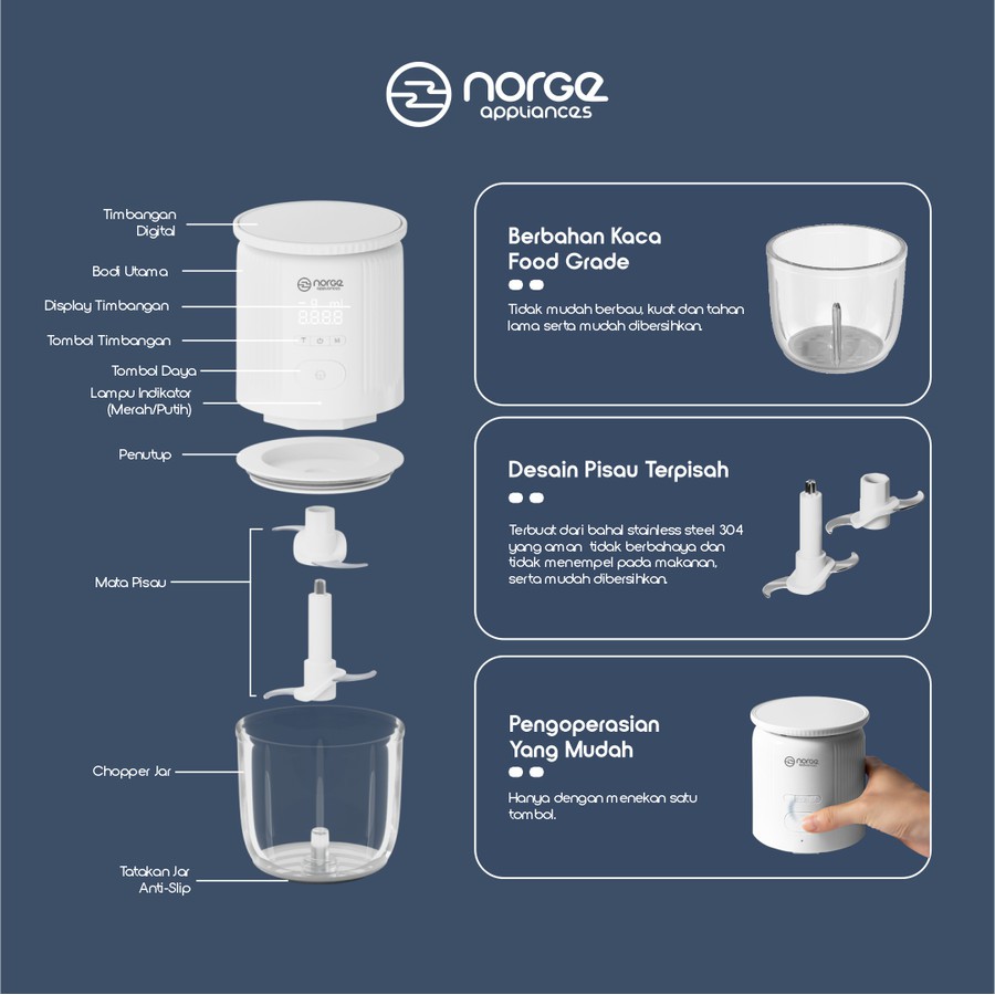 Norge kitchen scale food chopper 0.3L wireless