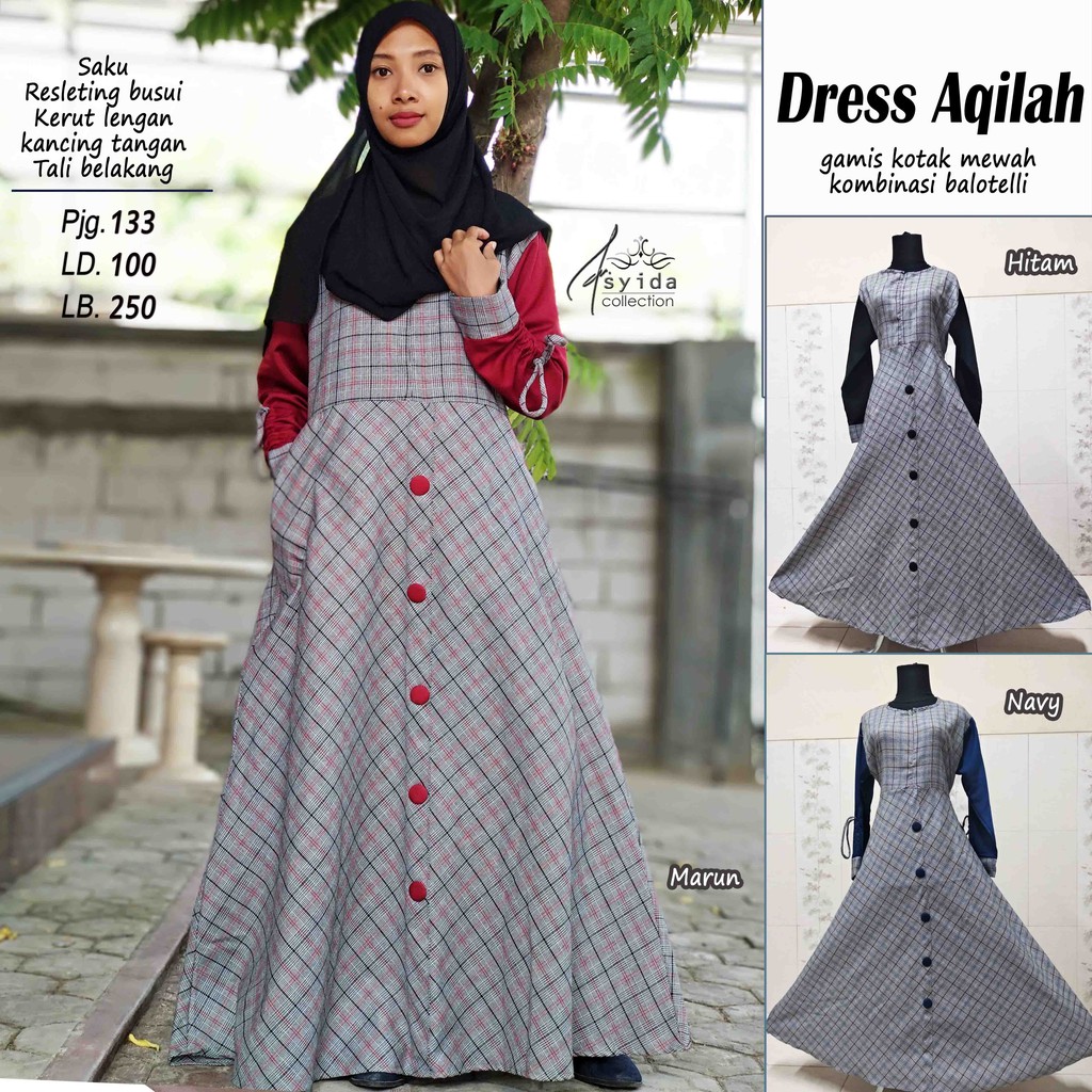 30+ Ide Gamis Polos Kombinasi Kotak - Retired and Crazy