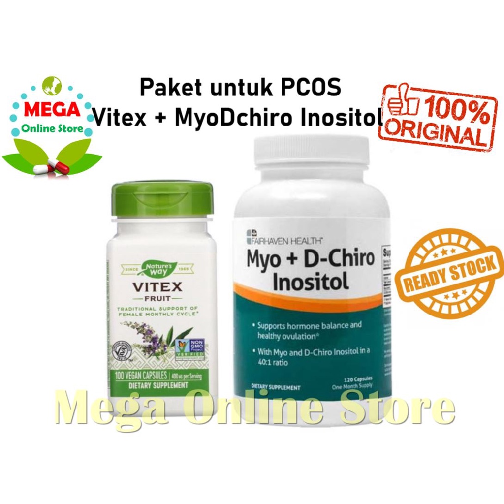 Paket PCOS Nature's Way Vitex 100 Caps + Myo + D-Chiro Inositol 120 Caps