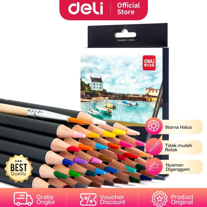 

Deli Pensil Warna 24C Waterproof Dengan Kuas Non-Toxic 6518