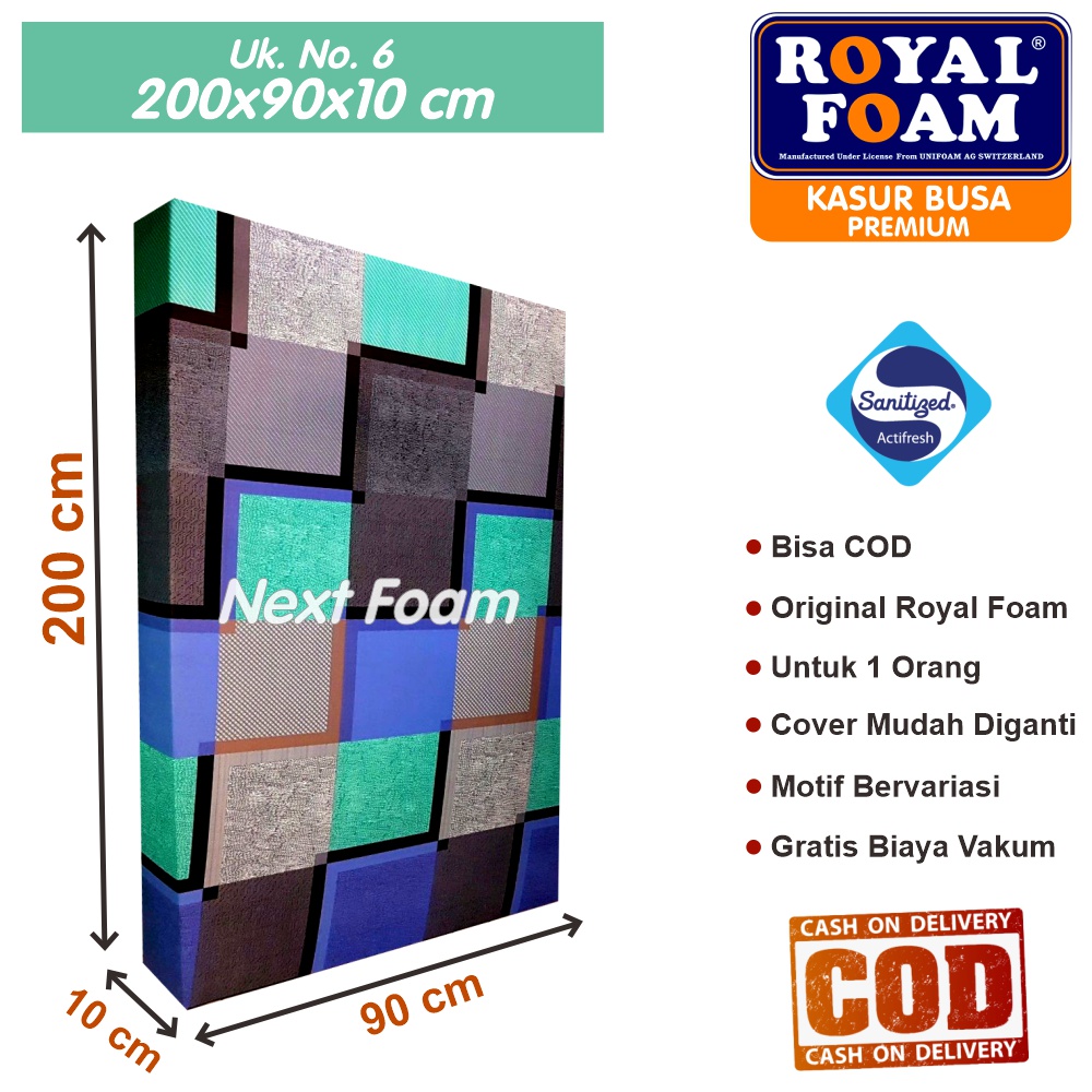 Kasur Busa Royal Foam Ukuran No 6 200x90x10 cm Tebal 10 cm D16 ORIGINAL