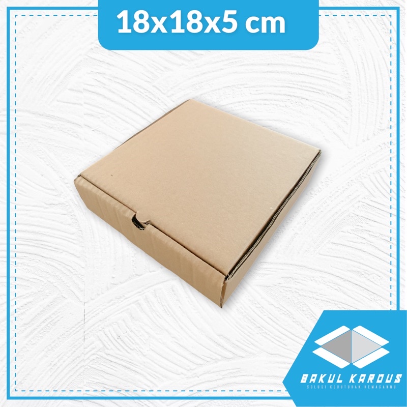 

kardus 18x18x5 cm | karton | kardus polos | kardus jadi | online shop | souvenir | pizza | box | kardus baju | kardus custom