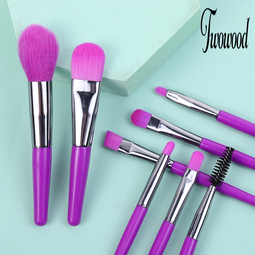 8pcs / Set Brush Makeup Foundation Portable Bahan Plastik Lembut Tahan Lama Untuk Pemula