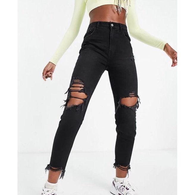 BERSHKA Ripped mom jeans / bershka ripped jeans