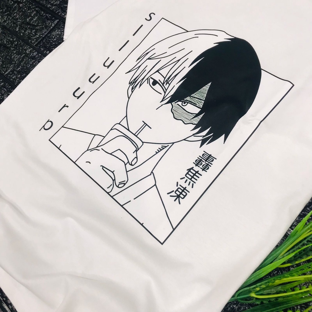 Tshirt Boku no Hero Shoto todoroki Black White