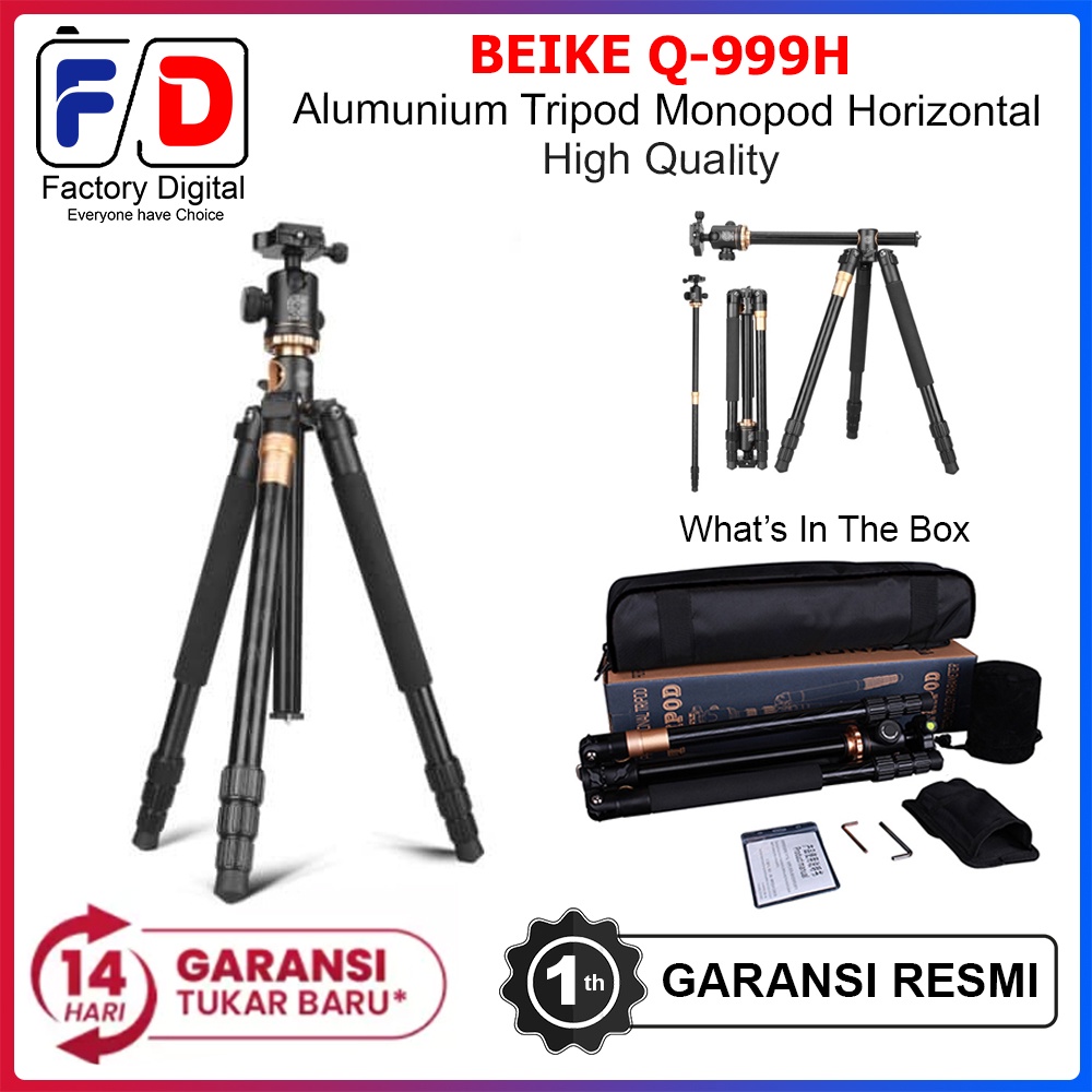 Tripod BEIKE Q-999H Q999H 999 H Monopod Horizontal Alumunium Tripod