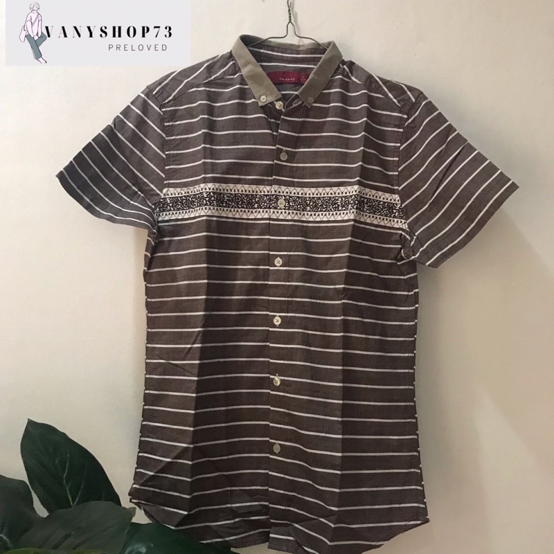 [PRELOVED] Baju Koko Garis Batik Coklat MOC
