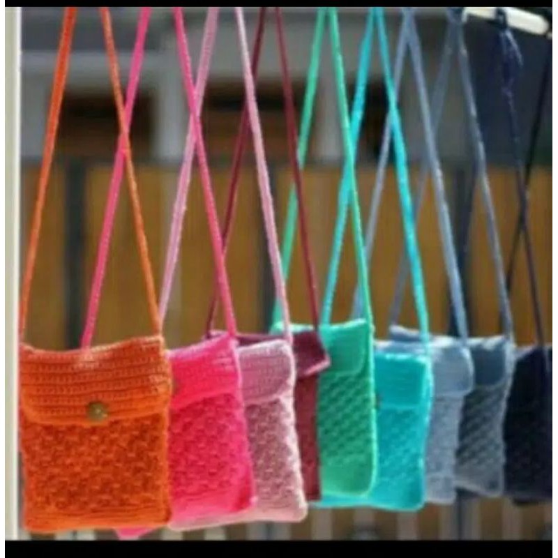 Tas Selempang rajut ( tas paspor)/tas paspor premium