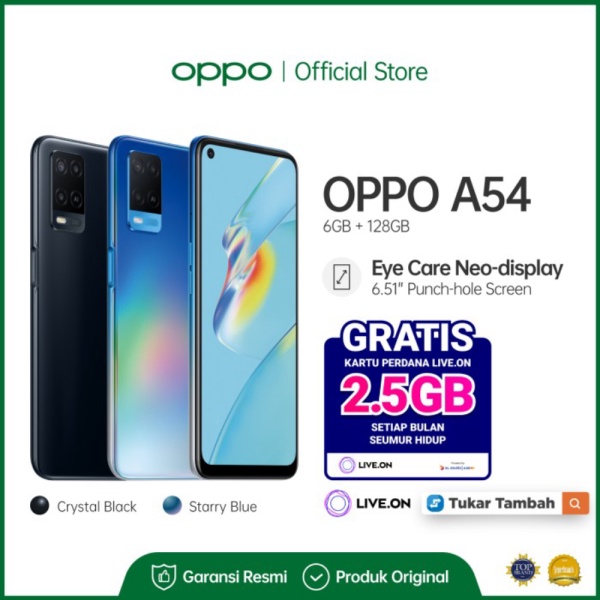 jalananumum [Tukar Tambah Live.On] OPPO A54 Smartphone 6GB/128GB - Biru