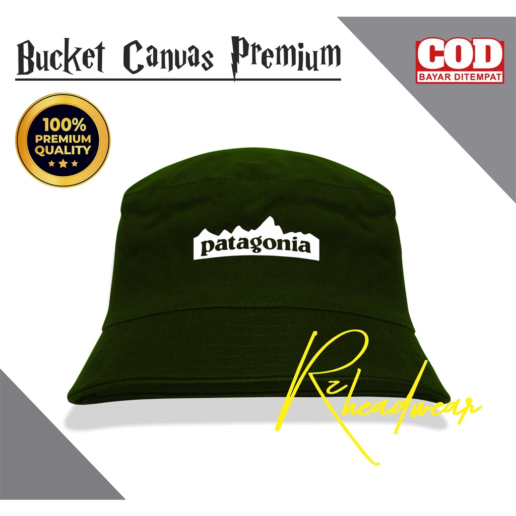 Topi Bucket Hat 1Sisi Anti UV Motif Sablon Fatagonia / Bucket Hat Sablon